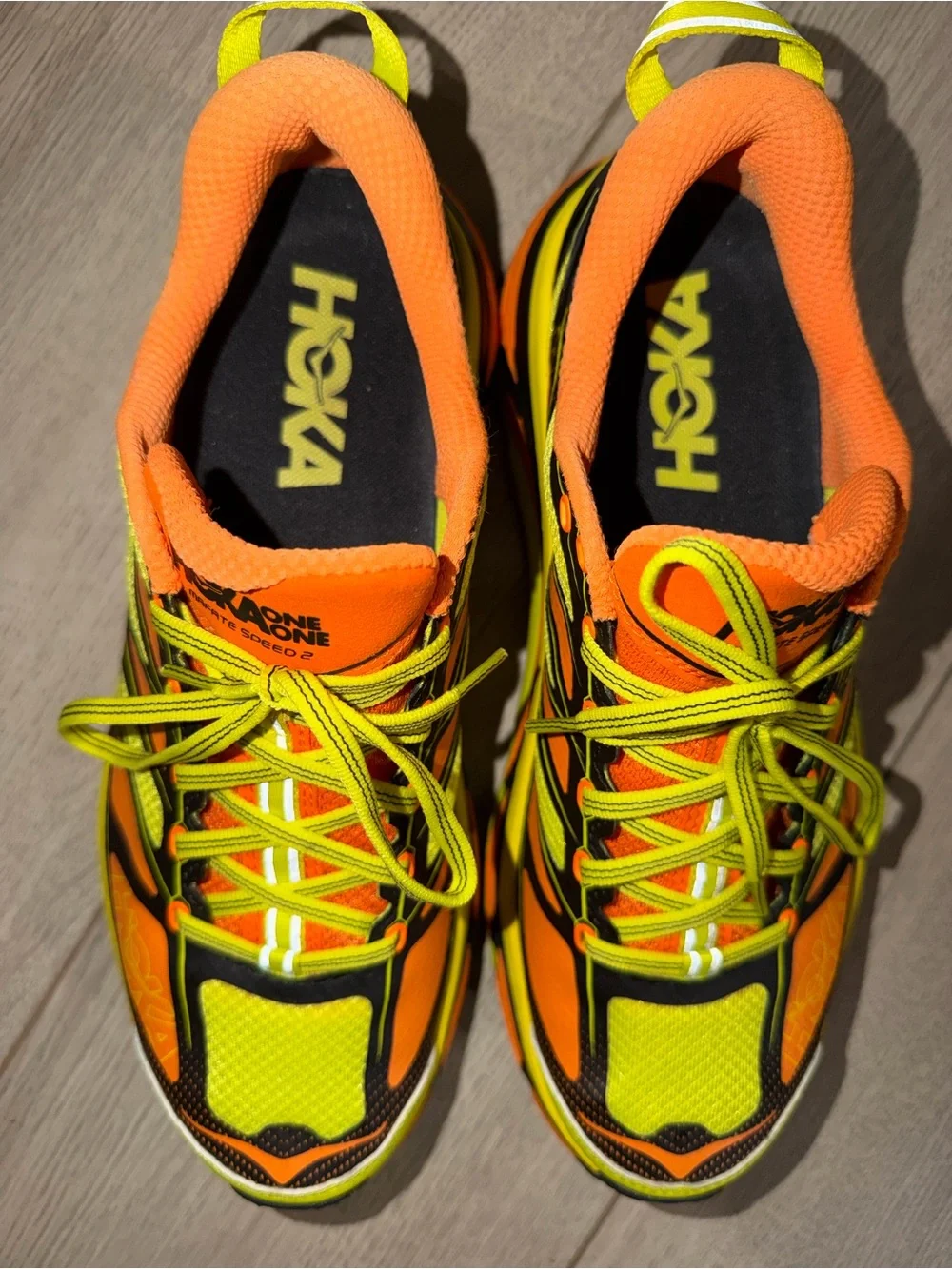 Hoka One One Neon Yellow & Orange Trail Running Shoes